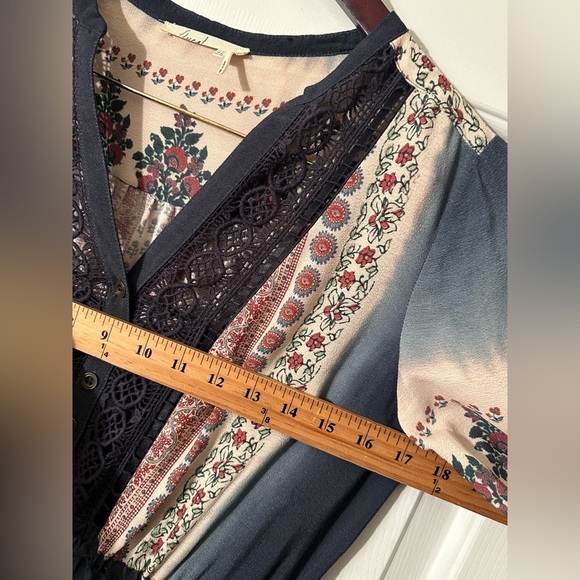 ANTHROPOLOGIE Floreat 2P PETITE Peasant Dress Crochet Block 3/4 Sleeve BOHO CHIC - Picture 10 of 16